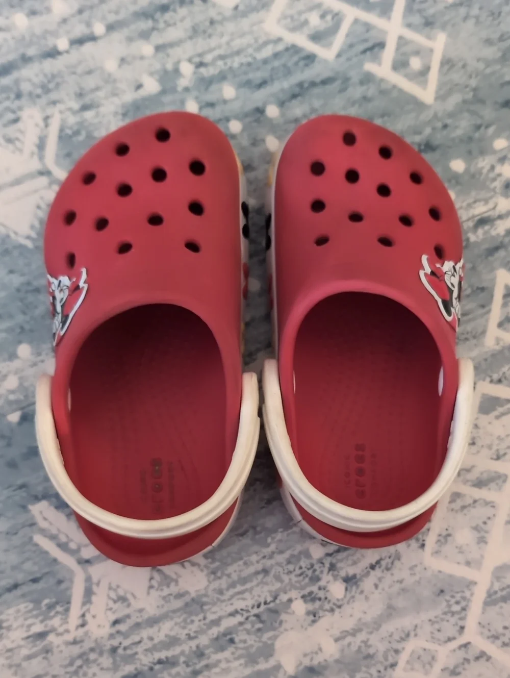 Kids Red Crocs Sandals with White Heel Strap